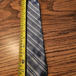 Boys Blue And Grey Striped Clip On Dress Tie - George